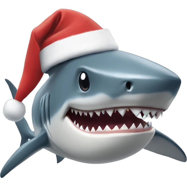 Shark in a Christmas hat emoji