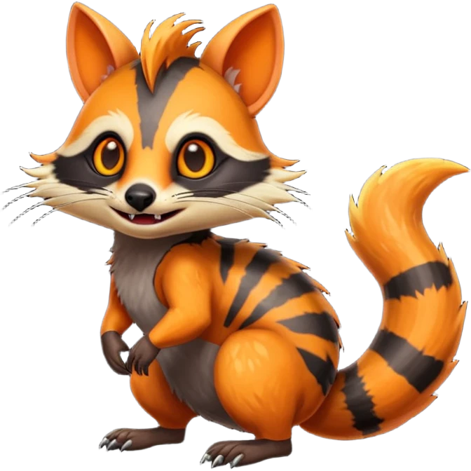 Fiery Handsome Wicked Cool Hot Edgy Badass Numbat-Trico-Civet-Vernid-fusion-hybrid-creature emoji