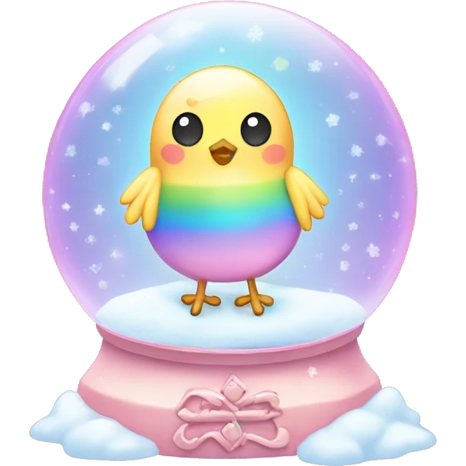 Kawaii rainbow pastel bedazzled chick in a sky snow globe  emoji