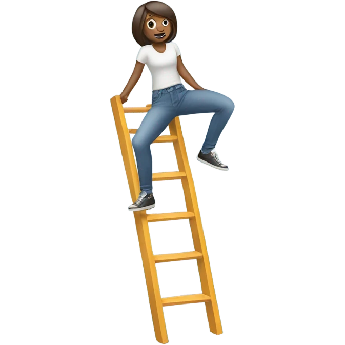 Person on latter with skinny jeans emoji