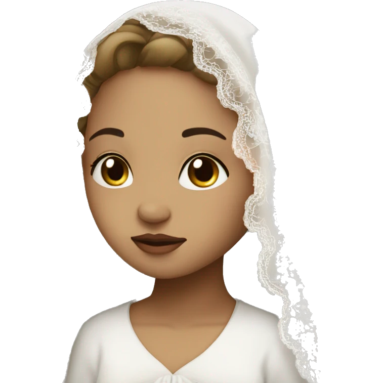 Light skin girl praying with eyes closed and lace white veil  emoji