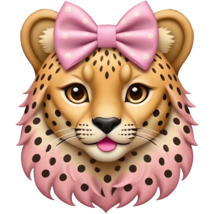 Cheetah wearing a light pink bow emoji