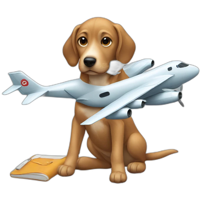 dog legs with plane emoji