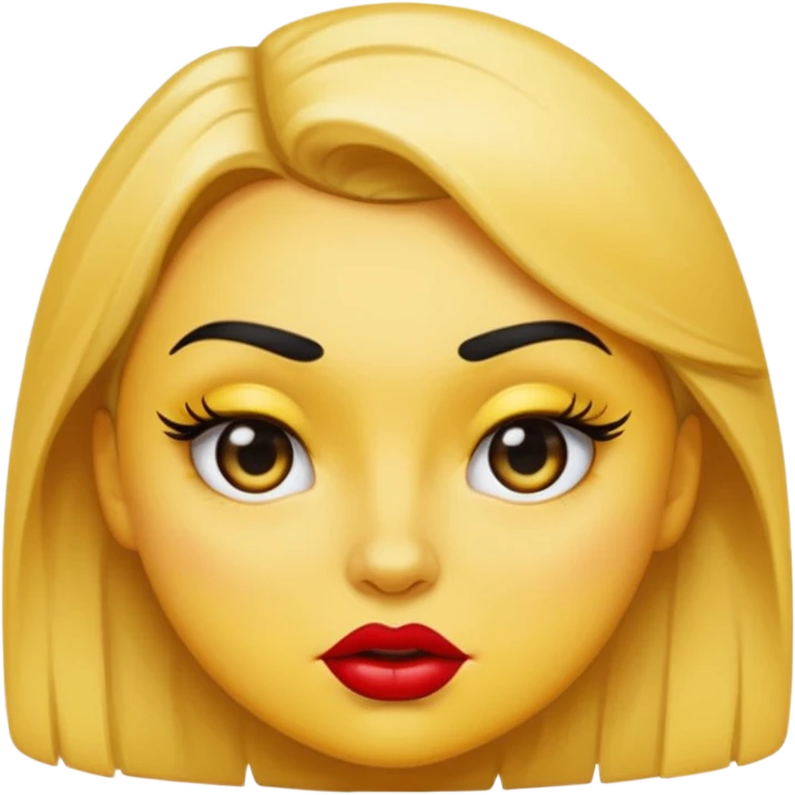 classic round yellow emoji face, bratty mean girl expression, thick lashes, glossy lips, side-eye smirk, dramatic eye makeup, sassy attitude, cartoon style, no body emoji