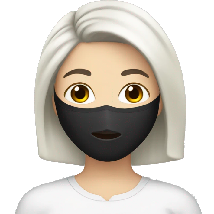 White women with black hair applying a face mask  emoji