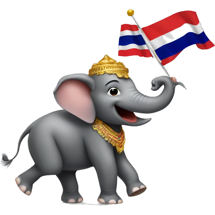dancing elephant with thai national flag emoji