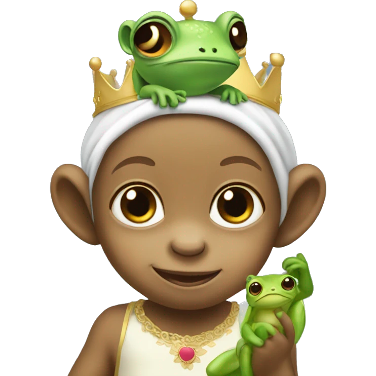 baby monkey with frog prince headband  emoji