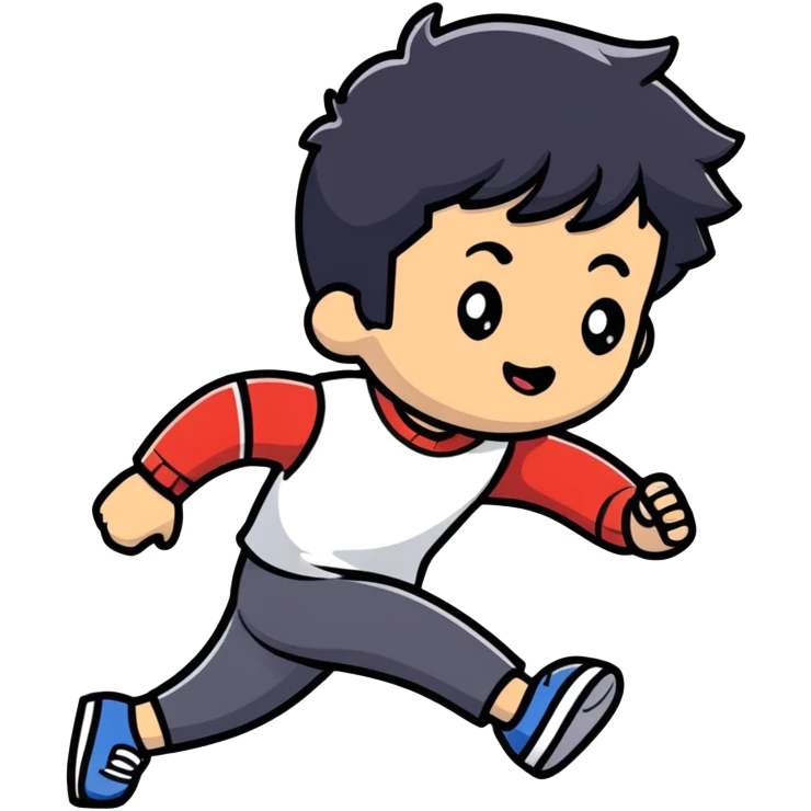 kid with black hair running emoji