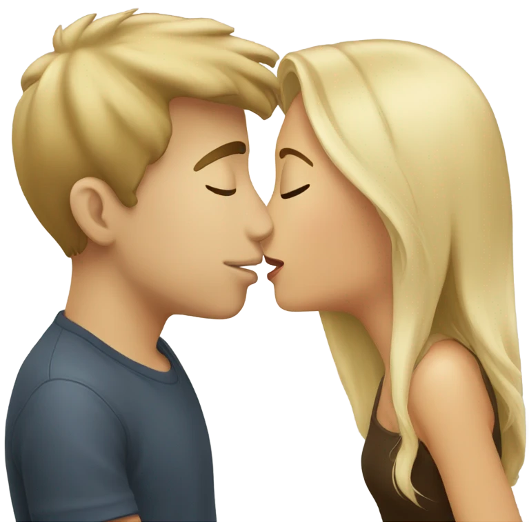 Blonde girl kiss brunette haired guy emoji