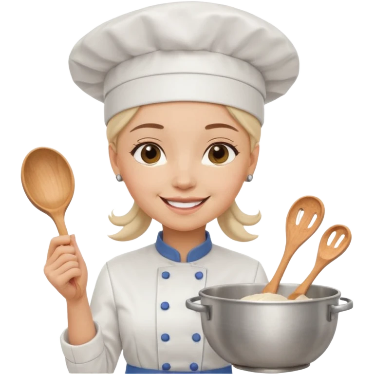 Young female baker – wearing white chef hat

 emoji