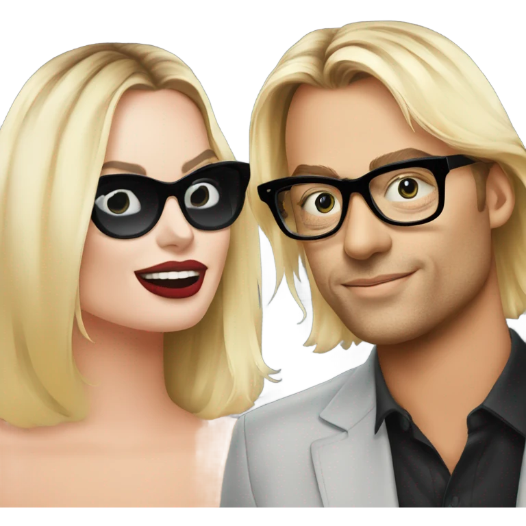 Margot Robbie kiss wearing black glasses  emoji