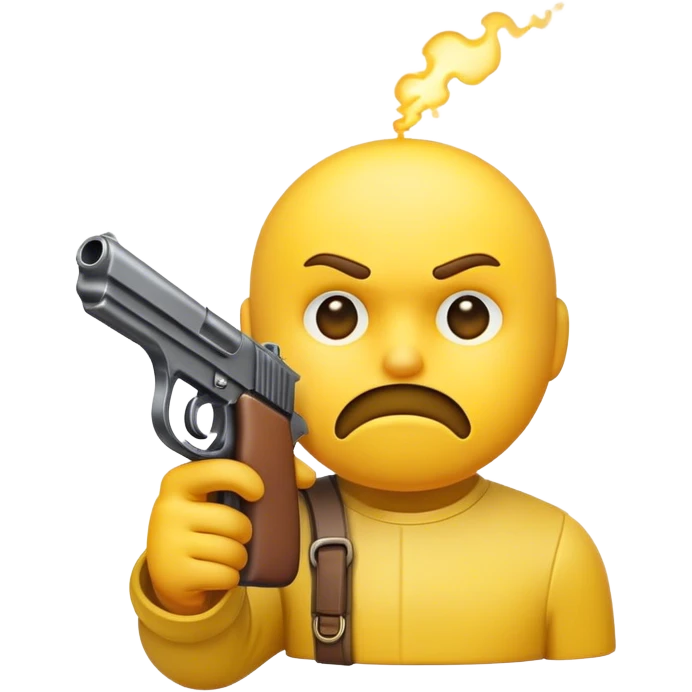 the thinking emoji but a gun in his mouse emoji