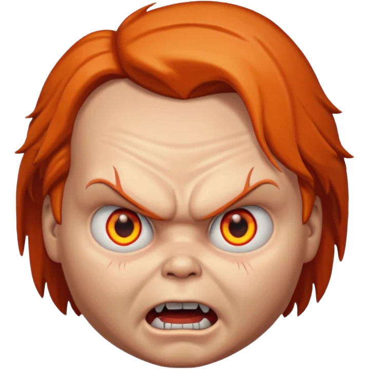 la tete de chucky avec les yeux orange enerve emoji