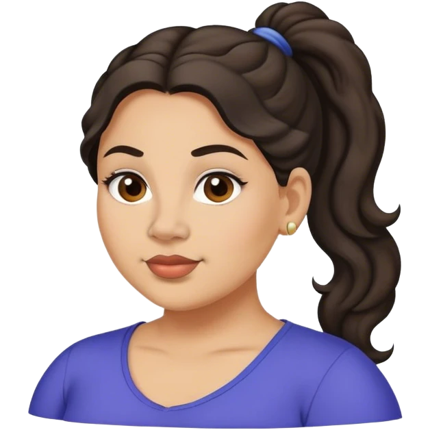  plus size light skin latino women with wavy dark hair in pony tail flat wide nose  emoji