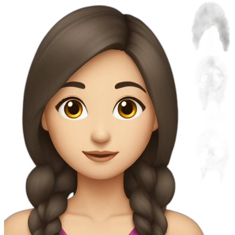 brunette Kazakh girl with beautiful emoji