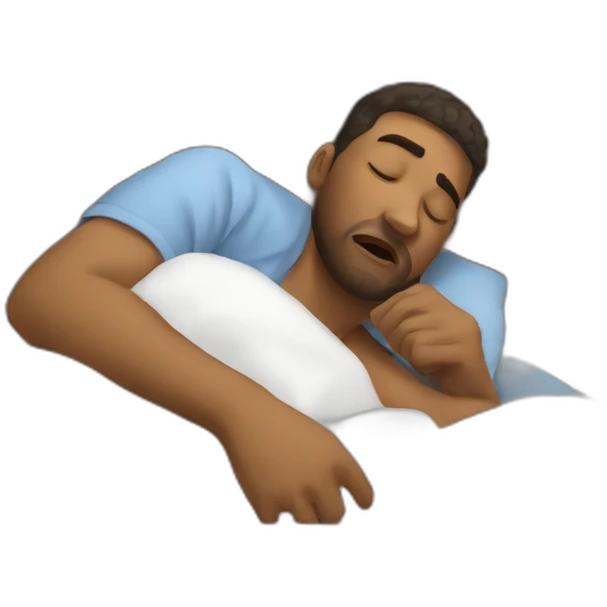 Guy in bed oversleeping after alarm emoji