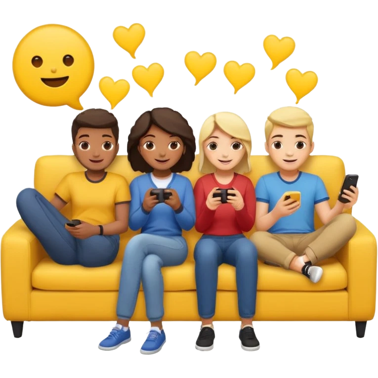 group of friends on couch playing a game couch should be deep yellow color emoji