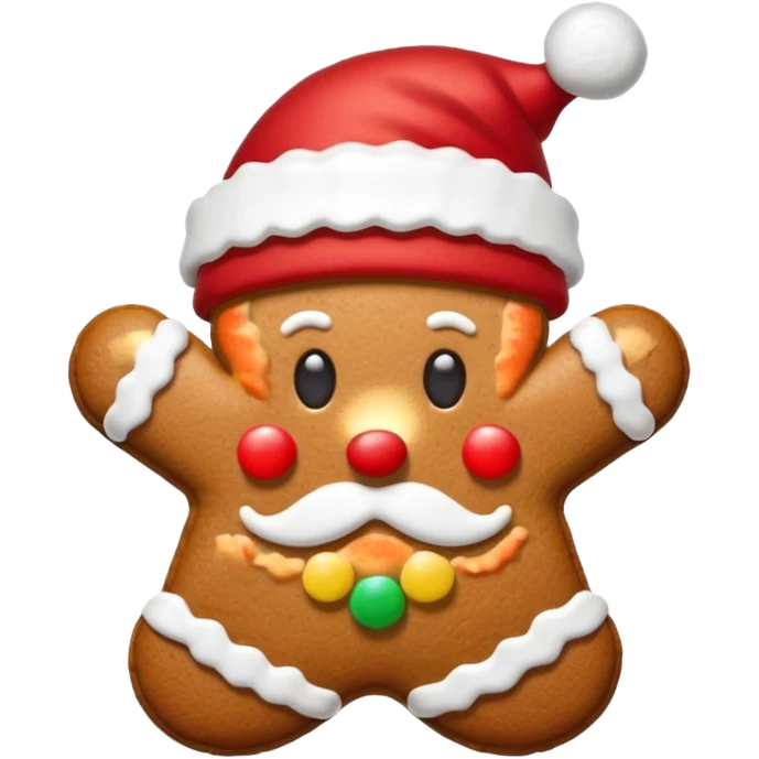 gingerbread cookie in red santa hat shape emoji