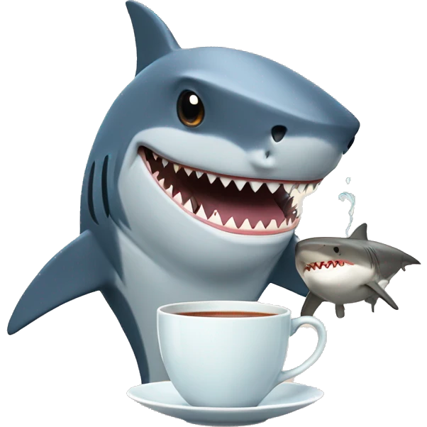 Shark having tea with a bear emoji