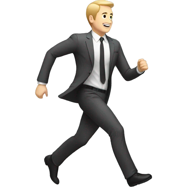 white man running full body with suit emoji