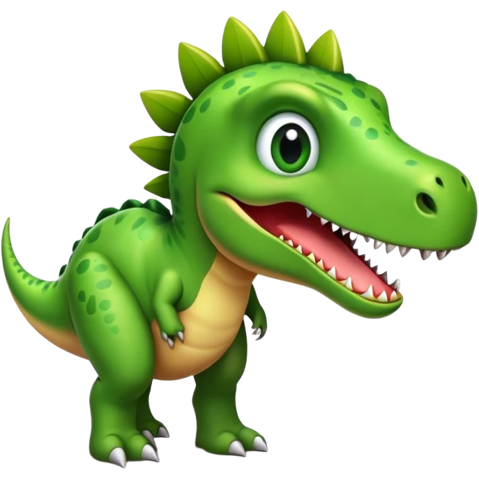 crea un dinosaurio alegre con caracteristicas amigables emoji