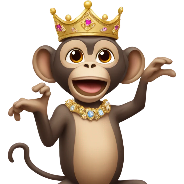 Monkey wearing a tiara dancing emoji