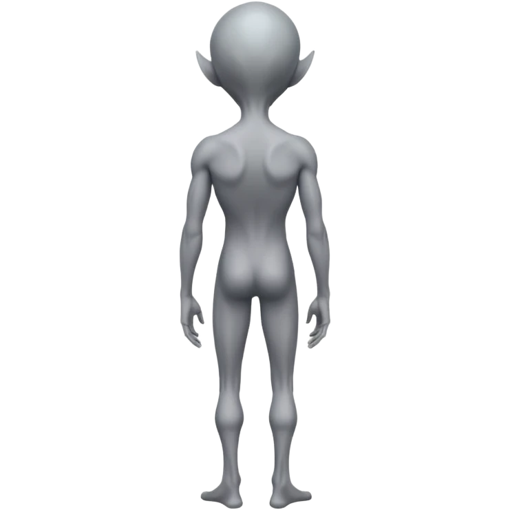 fullbody gray alien looking over his shoulders, rear backview emoji