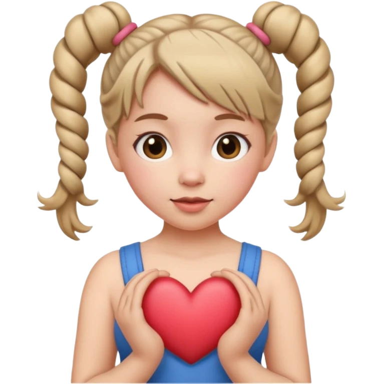 Her hair is in pigtails and her pubic hair is shaped like a heart.  She has wide hips emoji