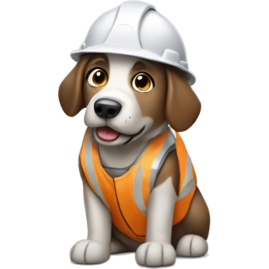 Dog that works construction emoji