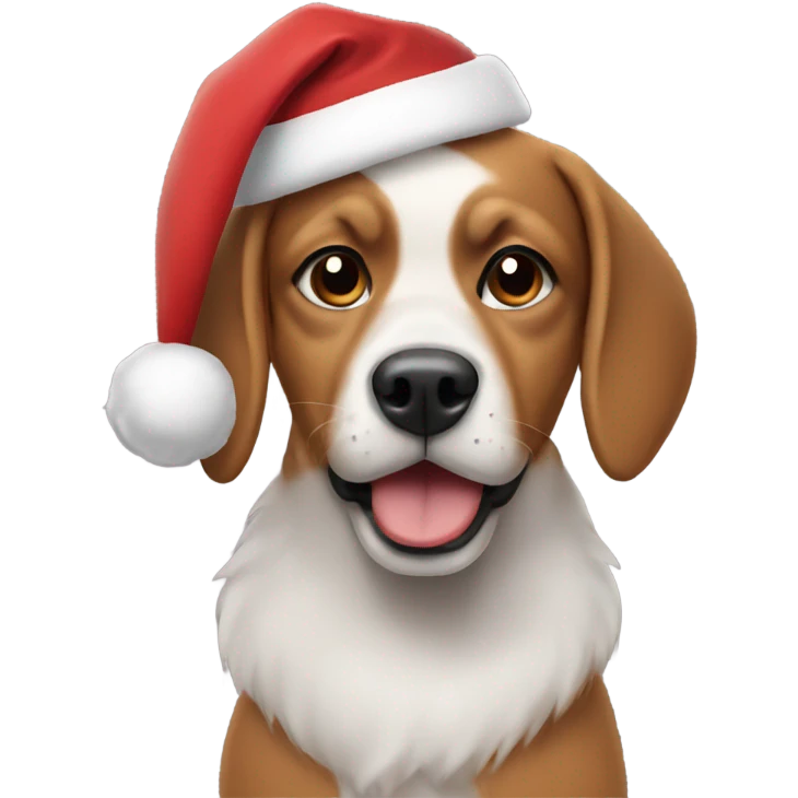 dog wearing a christmas hat emoji