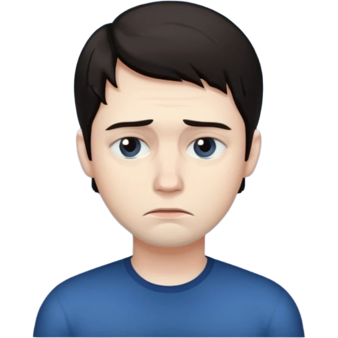 man with laptop, sad expression emoji