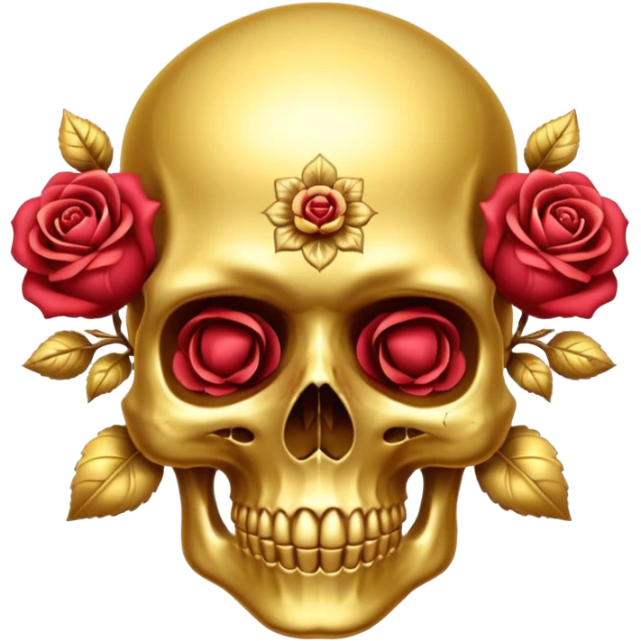 A realistic golden skull with rose crest emoji