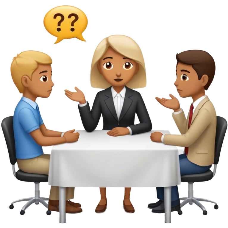 Una mesa de negociación donde una persona callada escucha mientras los demás hablan y revelan información sin darse cuenta. Cuando llega su turno, dice solo unas pocas palabras, pero su decisión es la que define el resultado. emoji