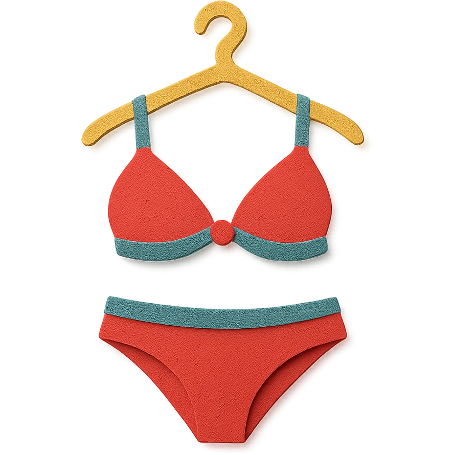illustration of a bikini on a hanger in paper-craft style emoji