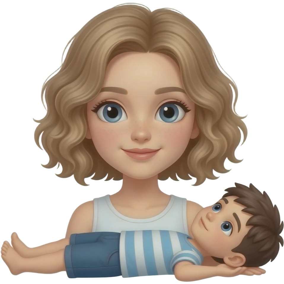 Menina com o cabelo bem ondulado magra cabelo curto e um menino deitados emoji