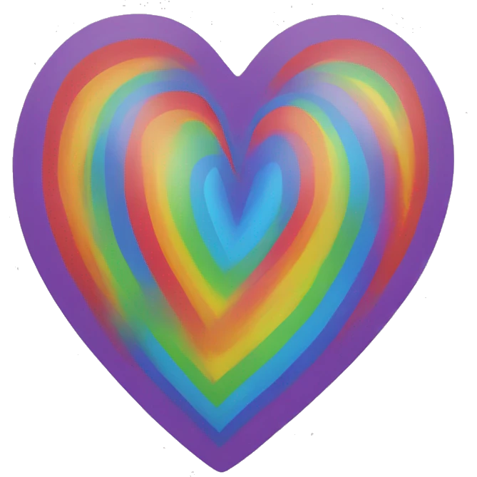 rainbow heart with white outline emoji