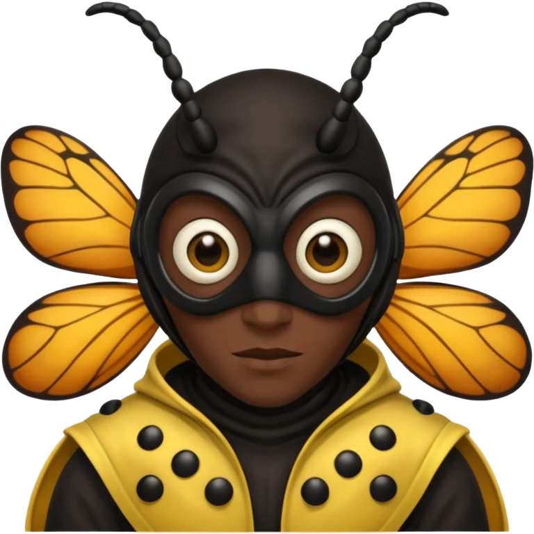 black  insect costumed man emoji
