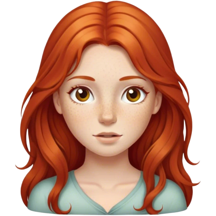 Red-haired girl with long hair and freckles emoji