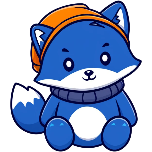 blue fox winter hat with ear flaps emoji
