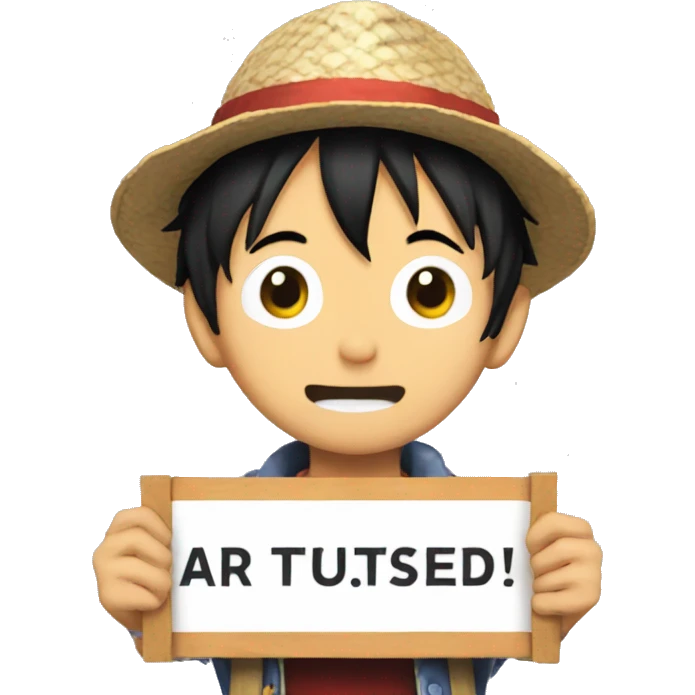 Luffy holding a sign that protests ai emoji