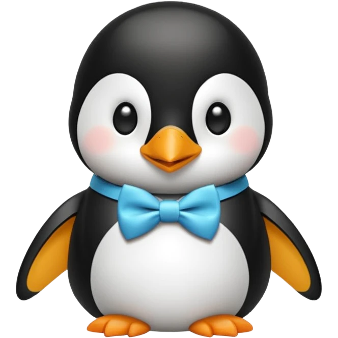 Penguin wear cute bow tie emoji