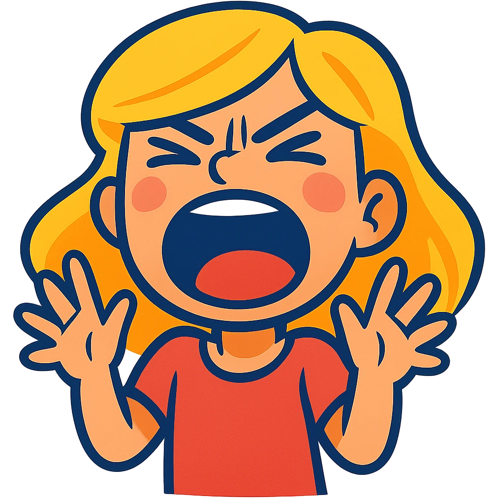blonde girl screaming, expressive, vibrant style emoji