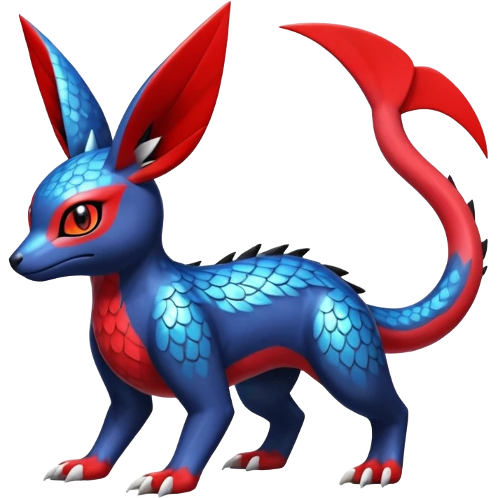  Cute Shiny Exotic Colorful Guilmon-Latias-Koraidon-Umbreon-Fakémon-hybrid-creature (full body)  emoji
