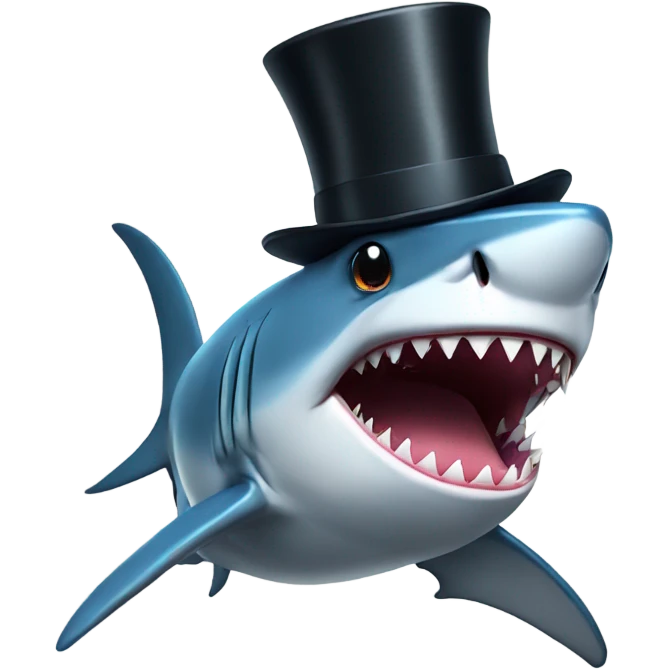 Shark with a top hat emoji