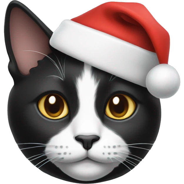 tuxedo cat with a santa hat emoji