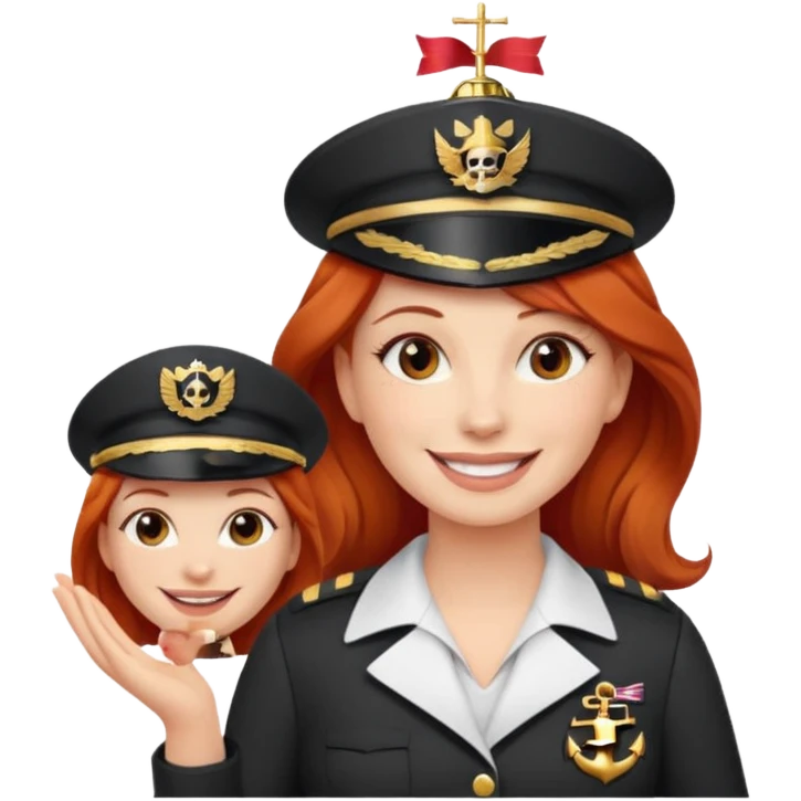 cruise emoji with a red headed woman emoji