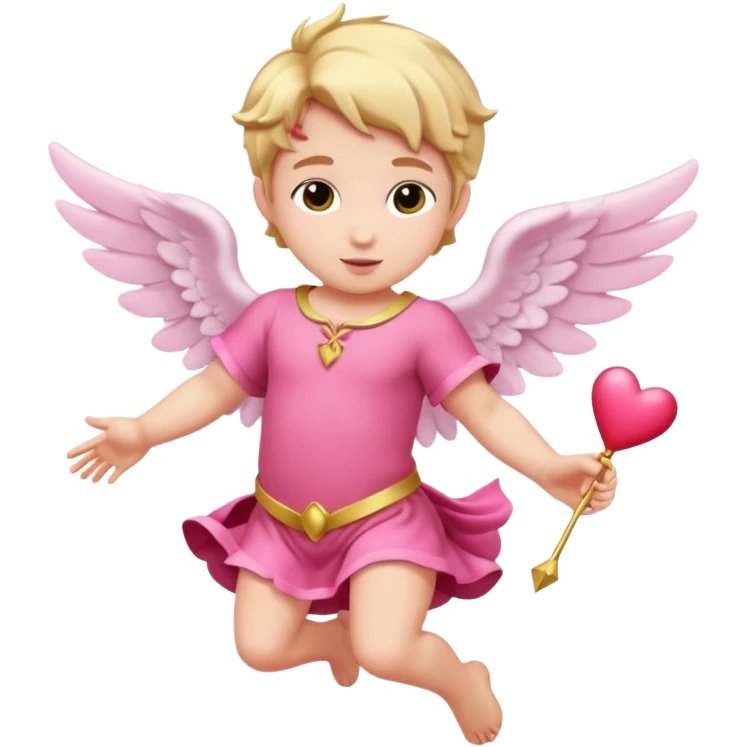 Full body Cupid in pink with no bow in hair flying emoji