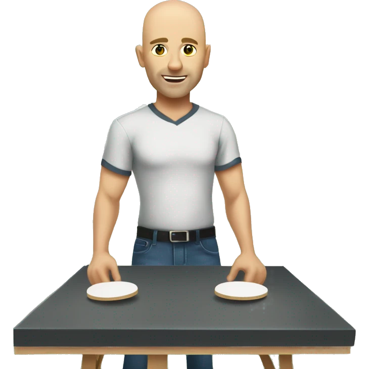 Bald Caucasian man playing cornhole emoji