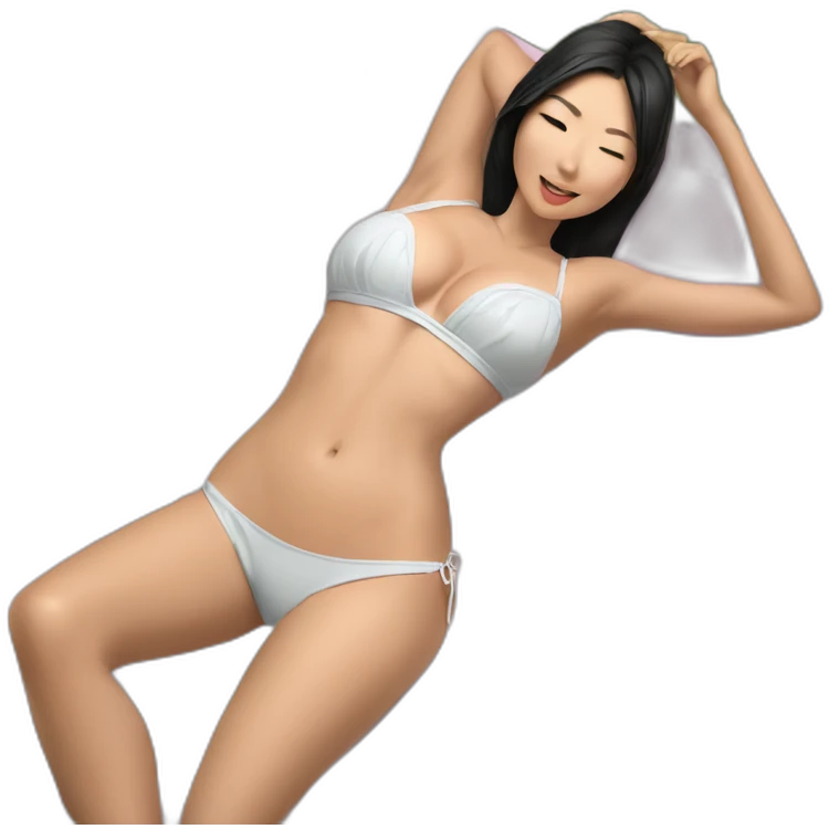 Sexy soft-fit asian woman bikini (beach body) bed emoji