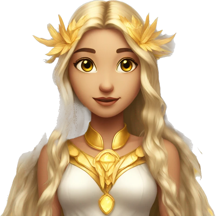 big wings, sun, gold, Beautiful, fairy, long hair emoji